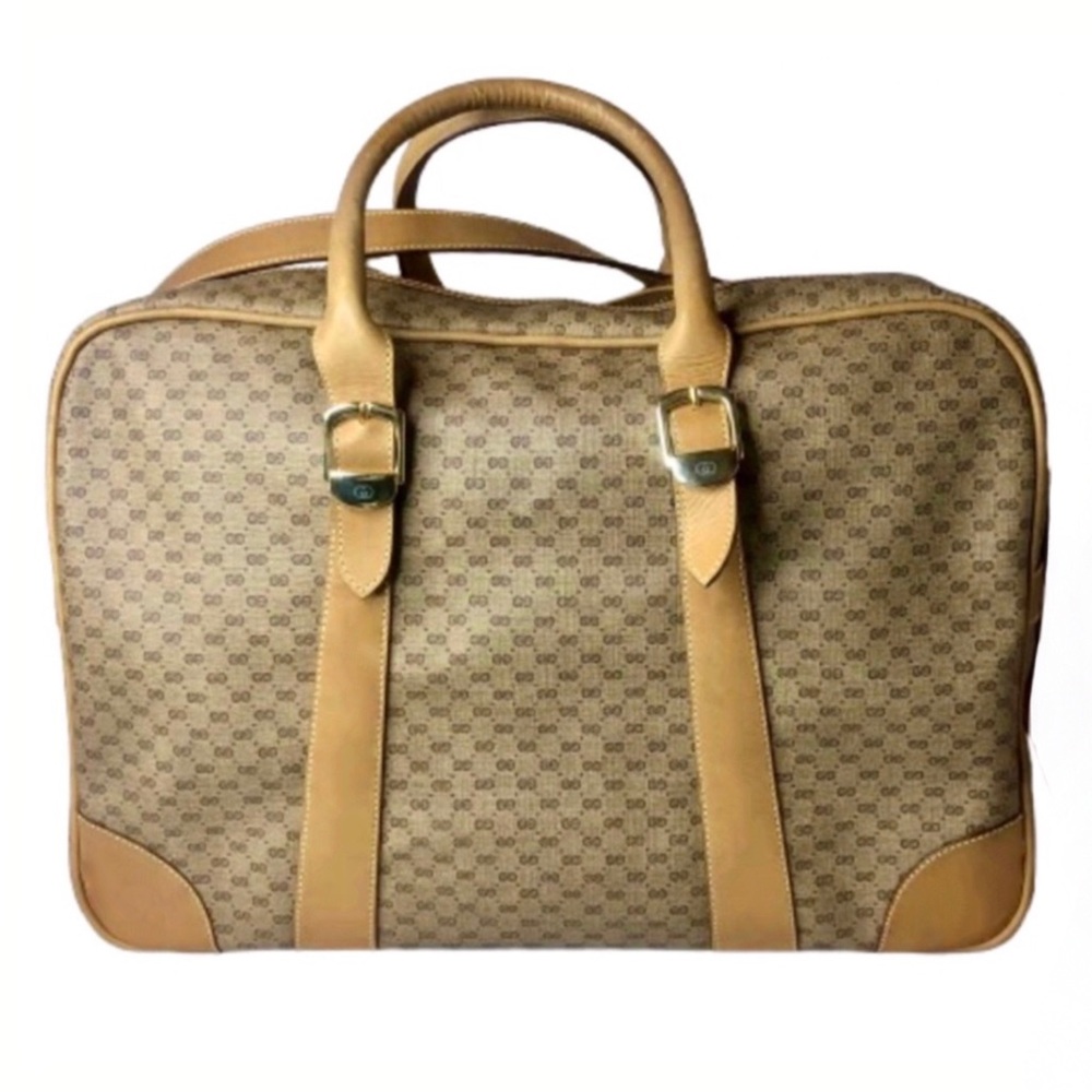 GUCCI Micro GG Leather and Coated Canvas Carry-On Luggage Travel Shoulder Bag